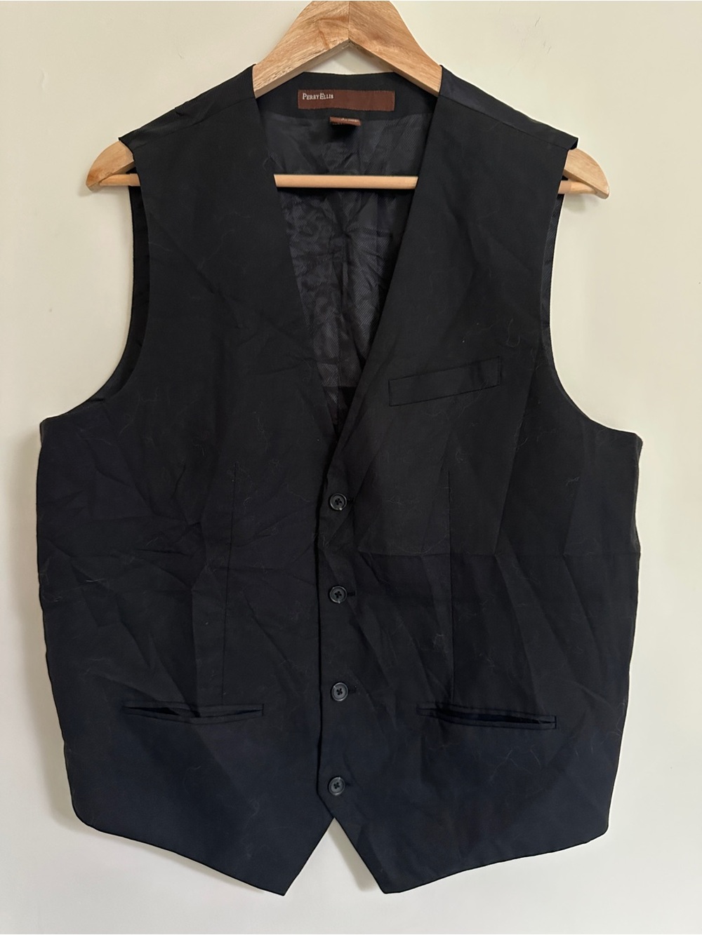 Perry Ellis Men's Black Formal Button-Front Vest